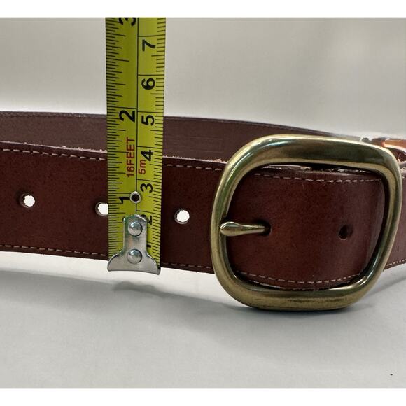 Vintage Fossil Women’s Wide Leather Ranger Belt Brass-Tone Buckle Size S